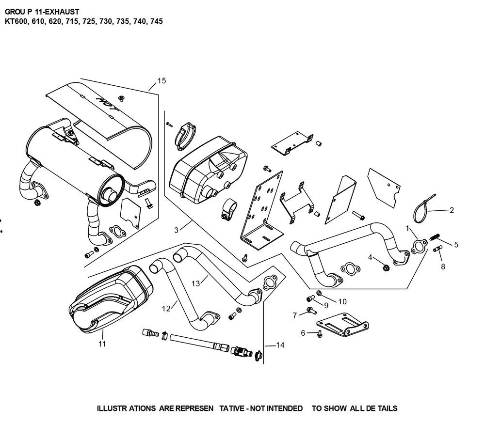 Kt715-3066 Exhaust Diagram and Parts List for KT715-3066  Cub Cadet Engine